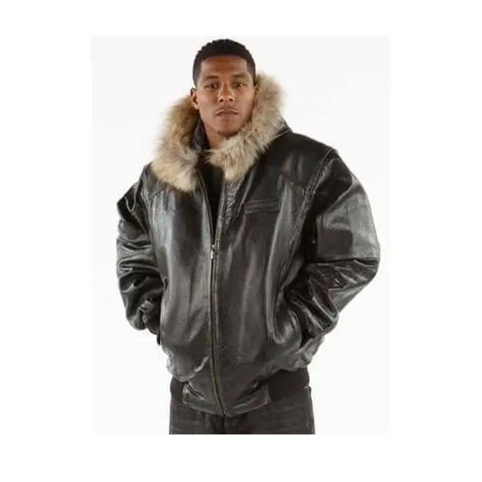 Pelle Pelle Fur-Trim Hooded Leather Jacket