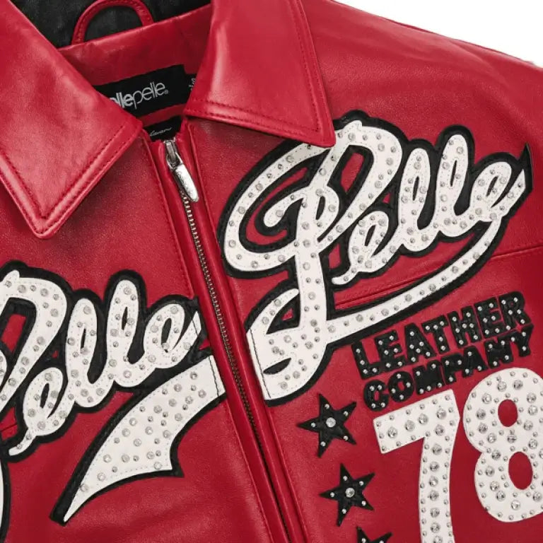 Pelle Pelle Red Encrusted Varsity Jacket
