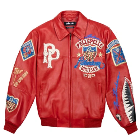 Pelle Pelle Red Encrusted Varsity Jacket