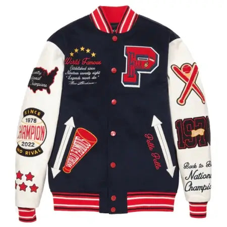 Pelle Pelle Navy Wool Varsity Jacket
