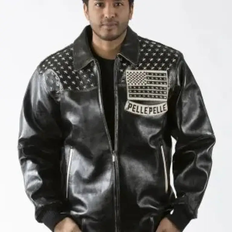 Pelle Pelle Americana Black Genuine Studded Jacket