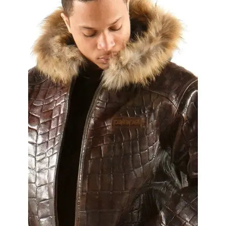 Pelle Pelle Brown Crocodile Leather Jacket