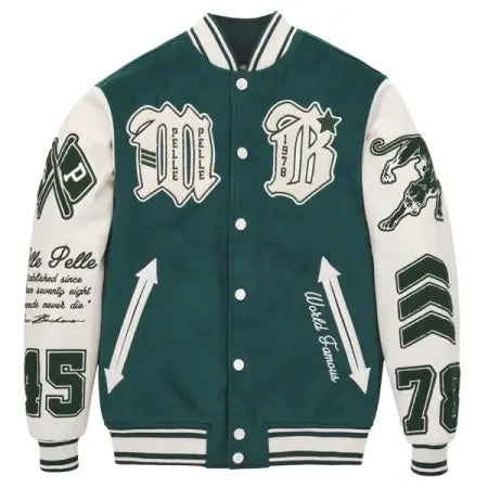 Pelle Pelle Classic Green-White Varsity Jacket