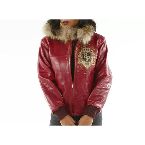 Bold Pelle Pelle Crest Red Fur Hood Jacket