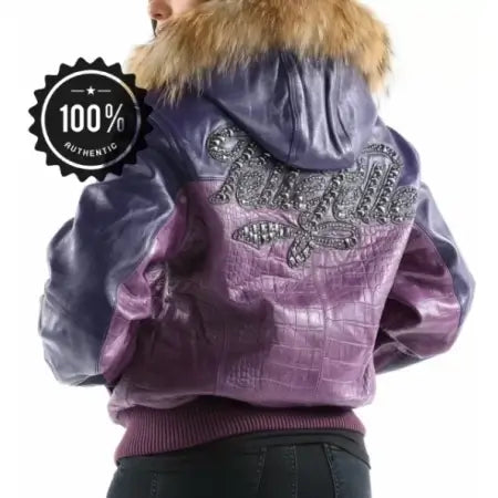 Pelle Pelle Women’s Purple Hooded Leather Jacket