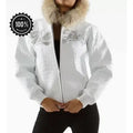 Women’s White Embellished Leather Jacket
