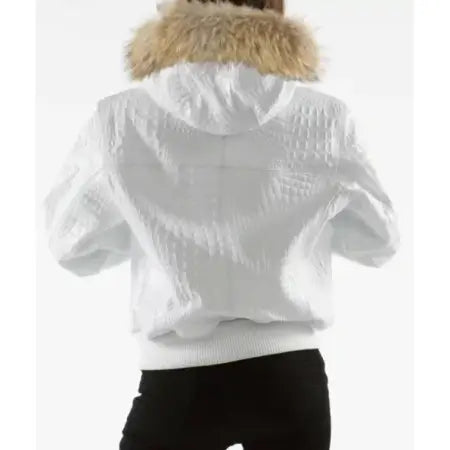 Women’s White Embellished Leather Jacket