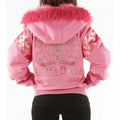 Pink Fur Hooded Wool Jacket