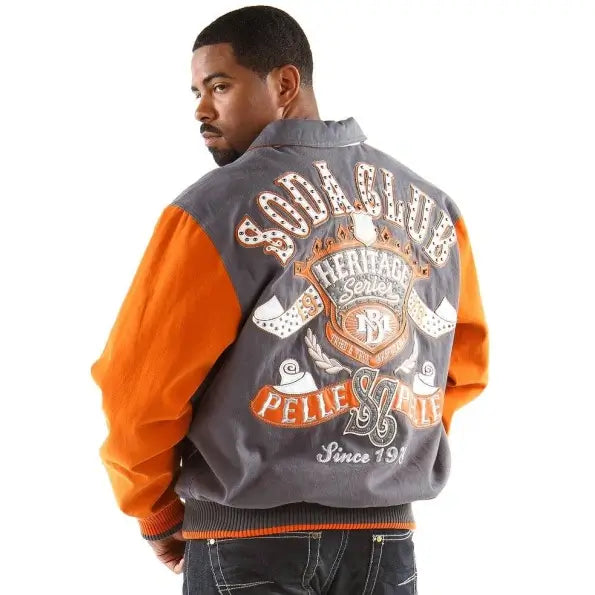 Pelle Pelle Men’s Wool Jacket – Orange Grey