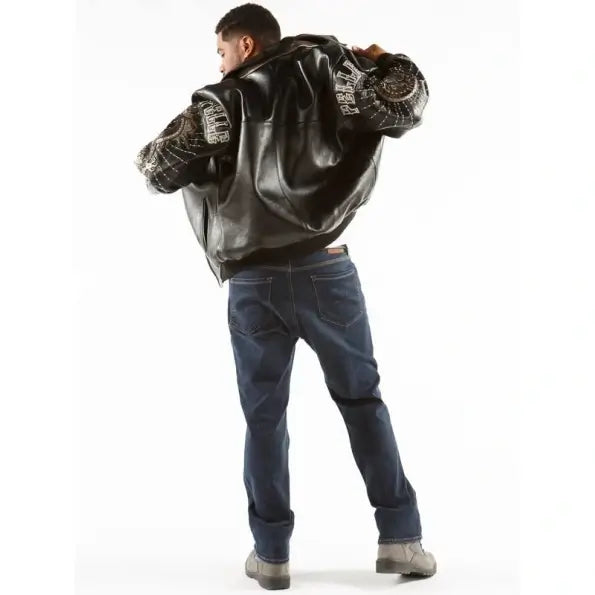 Classic Black Dragon Leather Jacket