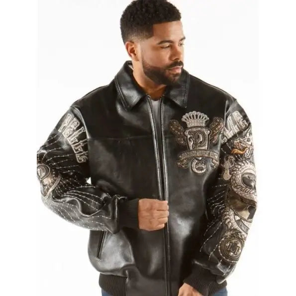 Classic Black Dragon Leather Jacket