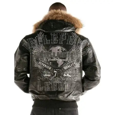 Pelle Croc Black Leather Jacket