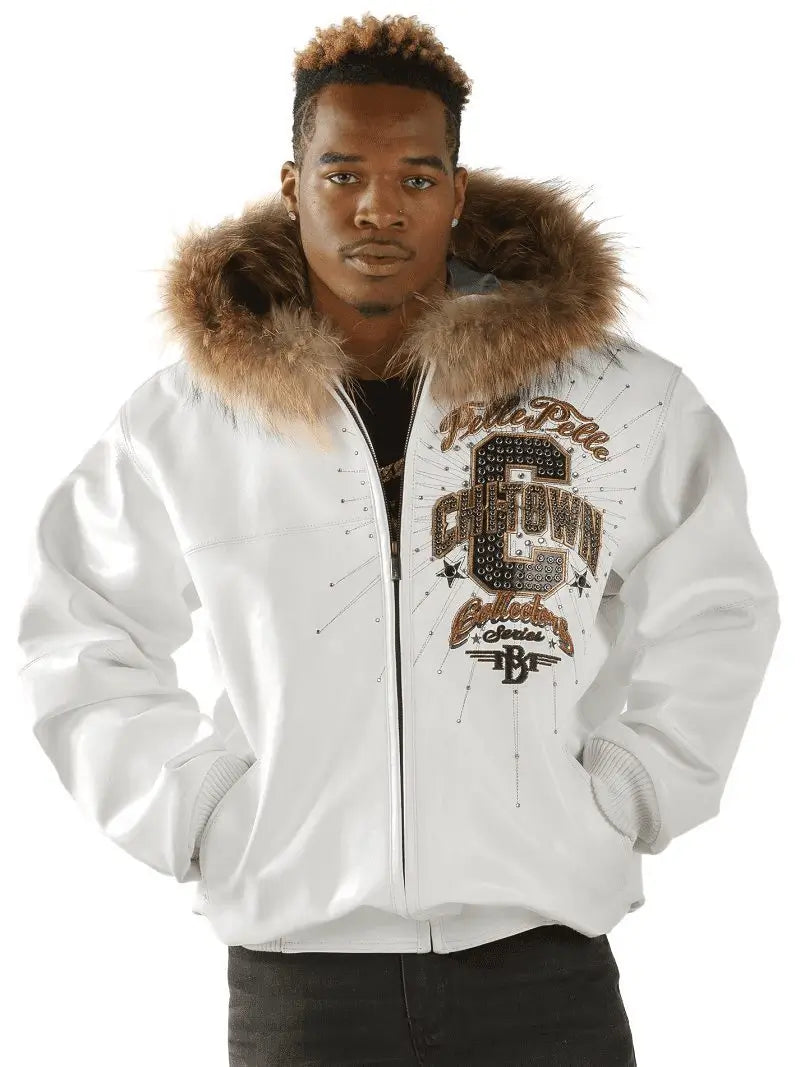 Pelle Pelle White Fur Hooded Jacket